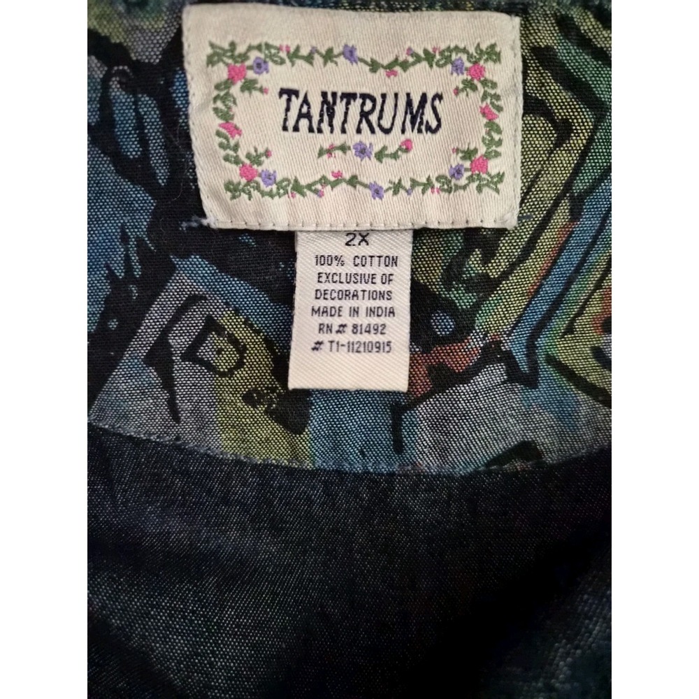 Tantrums 2X Abstract Art Print Jacket Kimono 100% Cotton Lagenlook Boho Artsy - Picture 4 of 5